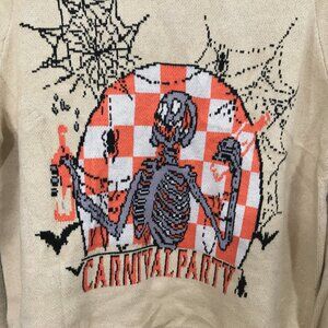 Skeleton Halloween Graphic Knit Sweater Women M